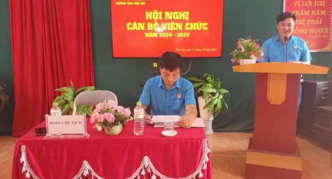 HỘI NGHỊ VIÊN CHỨC VÀ NGƯỜI LAO ĐỘNG TRƯỜNG THCS VĨNH TUY NĂM HỌC 2024-2025